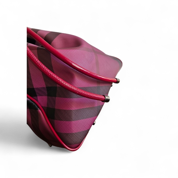 Burberry Burgundy and Black Plaid Shoulder Bag - Picture 6 of 11